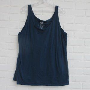Set of 2 Kalon Cotton Bra Lined Tank Tops, Teal and Black Size XXXL Fits like 2X